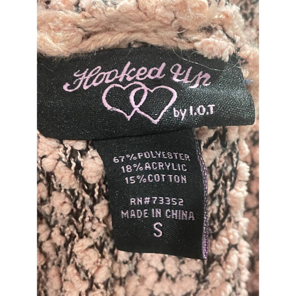 Hooked Up Womens Pullover Popcorn Hoodie Sweater Pink Fluffy Textured S - Picture 6 of 8